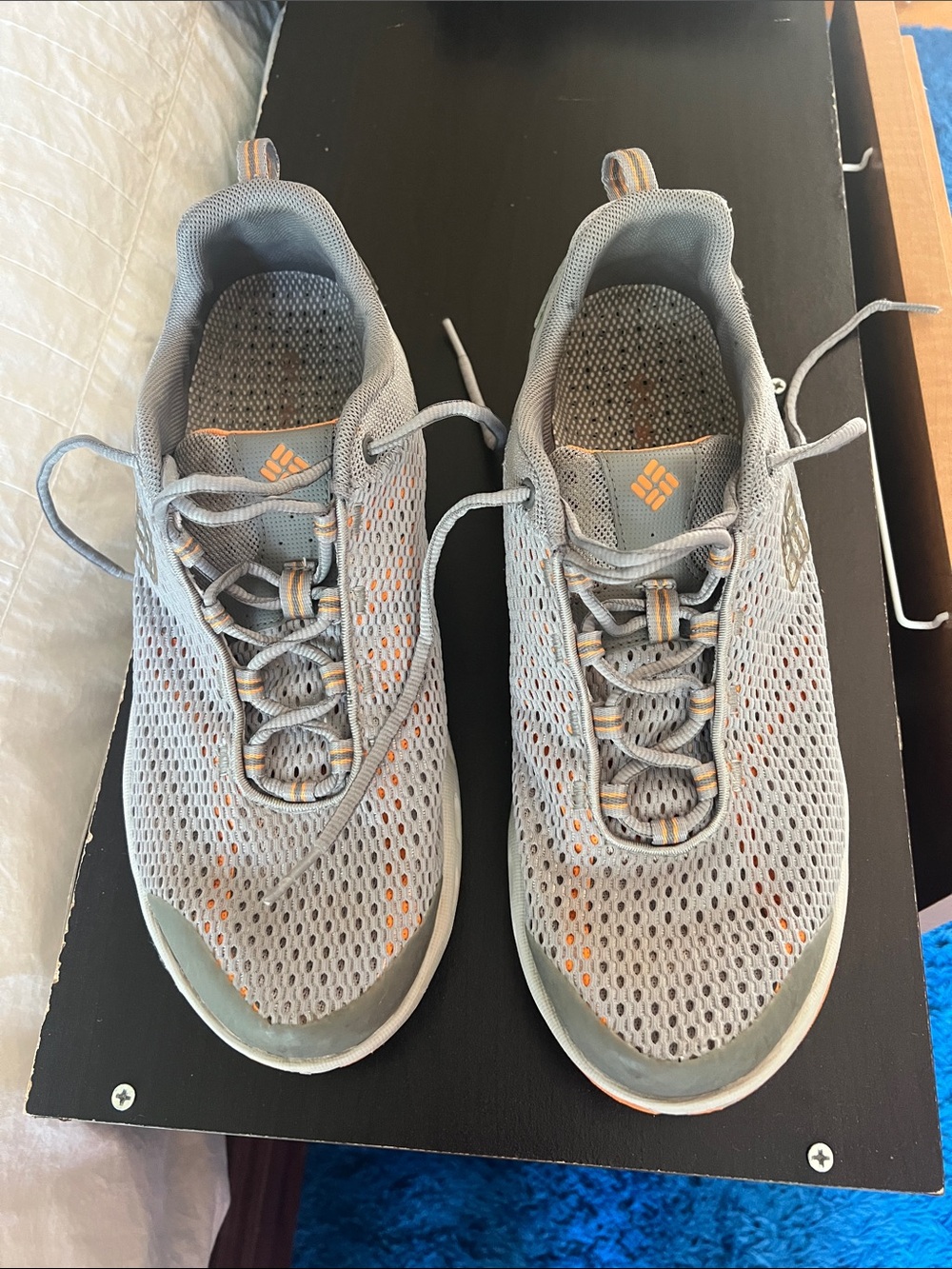Columbia Light Gray Mesh Sneakers with Orange Details